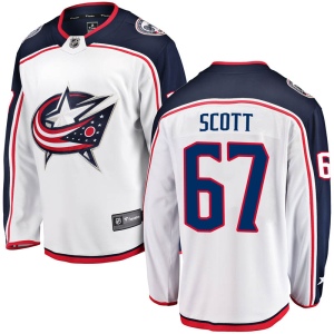 Men's Justin Scott Columbus Blue Jackets Breakaway Away Jersey - White