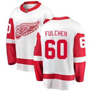 Men's Kaden Fulcher Detroit Red Wings Breakaway Away Jersey - White