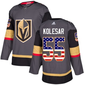 Men's Keegan Kolesar Vegas Golden Knights Authentic Gray USA Flag Fashion Jersey - Gold