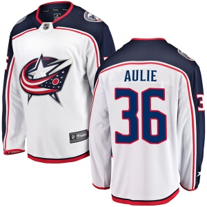 Men's Keith Aulie Columbus Blue Jackets Breakaway Away Jersey - White