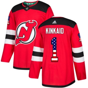 Men's Keith Kinkaid New Jersey Devils Authentic USA Flag Fashion Jersey - Red