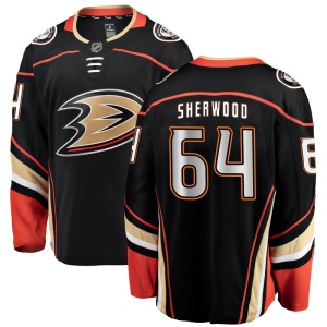 Men's Kiefer Sherwood Anaheim Ducks Breakaway Home Jersey - Black