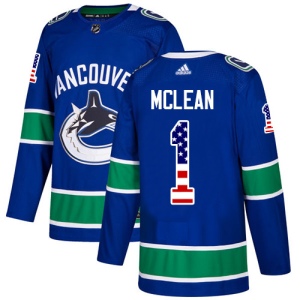 Men's Kirk Mclean Vancouver Canucks Authentic USA Flag Fashion Jersey - Blue