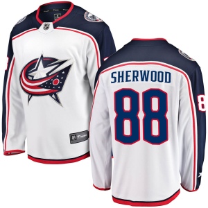 Men's Kole Sherwood Columbus Blue Jackets Breakaway Away Jersey - White