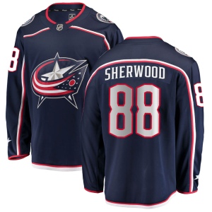 Men's Kole Sherwood Columbus Blue Jackets Breakaway Home Jersey - Navy