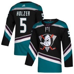 Men's Korbinian Holzer Anaheim Ducks Authentic Teal Alternate Jersey - Black