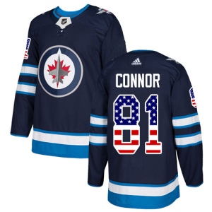 Men's Kyle Connor Winnipeg Jets Authentic USA Flag Fashion Jersey - Navy Blue