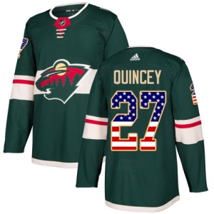 Men's Kyle Quincey Minnesota Wild Authentic USA Flag Fashion Jersey - Green