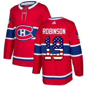 Men's Larry Robinson Montreal Canadiens Authentic USA Flag Fashion Jersey - Red