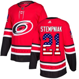 Men's Lee Stempniak Carolina Hurricanes Authentic USA Flag Fashion Jersey - Red