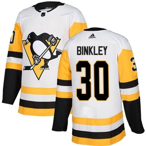 Men's Les Binkley Pittsburgh Penguins Authentic Away Jersey - White