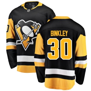 Men's Les Binkley Pittsburgh Penguins Breakaway Home Jersey - Black