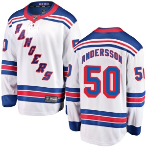 Men's Lias Andersson New York Rangers Breakaway Away Jersey - White