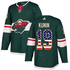 Men's Luke Kunin Minnesota Wild Authentic USA Flag Fashion Jersey - Green