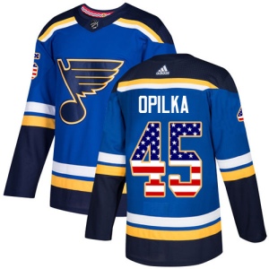 Men's Luke Opilka St. Louis Blues Authentic USA Flag Fashion Jersey - Blue