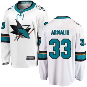 Men's Mantas Armalis San Jose Sharks Breakaway Away Jersey - White