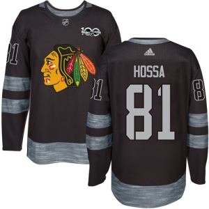 Men's Marian Hossa Chicago Blackhawks Authentic 1917-2017 100th Anniversary Jersey - Black