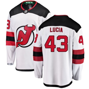 Men's Mario Lucia New Jersey Devils Breakaway Away Jersey - White