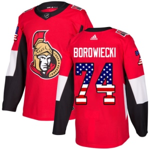 Men's Mark Borowiecki Ottawa Senators Authentic USA Flag Fashion Jersey - Red