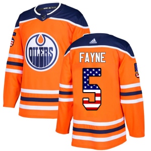 Men's Mark Fayne Edmonton Oilers Authentic USA Flag Fashion Jersey - Orange