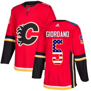 Men's Mark Giordano Calgary Flames Authentic USA Flag Fashion Jersey - Red