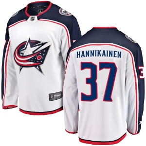 Men's Markus Hannikainen Columbus Blue Jackets Breakaway Away Jersey - White