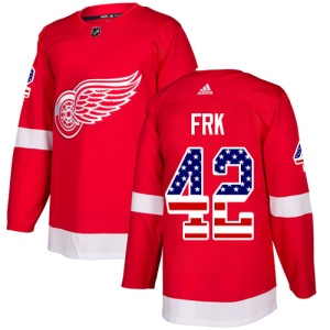 Men's Martin Frk Detroit Red Wings Authentic USA Flag Fashion Jersey - Red