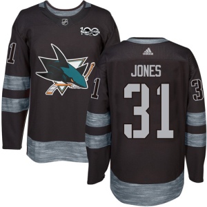 Men's Martin Jones San Jose Sharks Authentic 1917-2017 100th Anniversary Jersey - Black