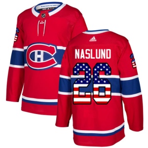 Men's Mats Naslund Montreal Canadiens Authentic USA Flag Fashion Jersey - Red