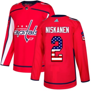 Men's Matt Niskanen Washington Capitals Authentic USA Flag Fashion Jersey - Red