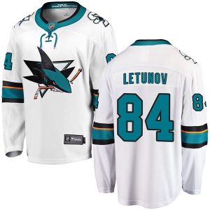 Men's Maxim Letunov San Jose Sharks Breakaway Away Jersey - White