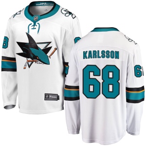 Men's Melker Karlsson San Jose Sharks Breakaway Away Jersey - White