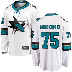 Men's Michael Brodzinski San Jose Sharks Breakaway Away Jersey - White