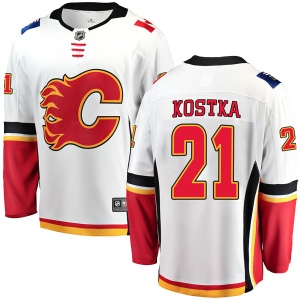 Men's Michael Kostka Calgary Flames Breakaway Away Jersey - White