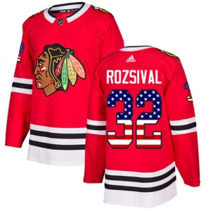 Men's Michal Rozsival Chicago Blackhawks Authentic USA Flag Fashion Jersey - Red