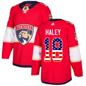 Men's Micheal Haley Florida Panthers Authentic USA Flag Fashion Jersey - Red