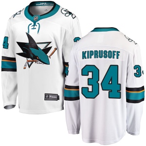 Men's Miikka Kiprusoff San Jose Sharks Breakaway Away Jersey - White