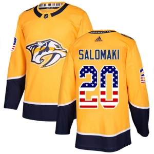 Men's Miikka Salomaki Nashville Predators Authentic USA Flag Fashion Jersey - Gold