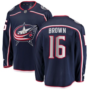 Men's Mike Brown Columbus Blue Jackets Breakaway Navy Home Jersey - Brown