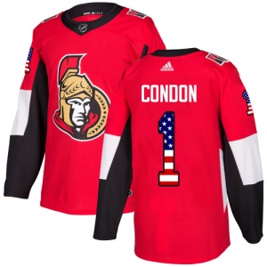 Men's Mike Condon Ottawa Senators Authentic USA Flag Fashion Jersey - Red