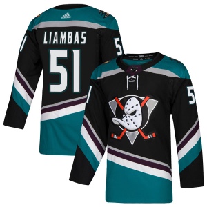 Men's Mike Liambas Anaheim Ducks Authentic Teal Alternate Jersey - Black