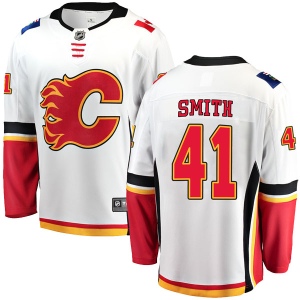 Men's Mike Smith Calgary Flames Breakaway Away Jersey - White