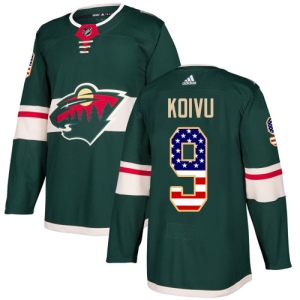 Men's Mikko Koivu Minnesota Wild Authentic USA Flag Fashion Jersey - Green