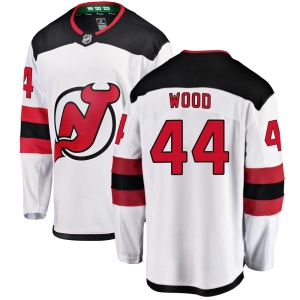 Men's Miles Wood New Jersey Devils Breakaway Away Jersey - White