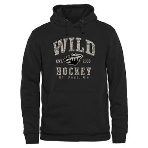 Men's Minnesota Wild Camo Stack Pullover Hoodie - Black