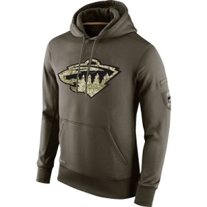 Men's Minnesota Wild Salute To Service KO Performance Hoodie - Olive