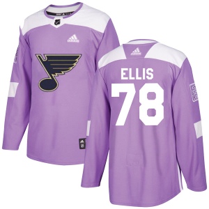 Men's Morgan Ellis St. Louis Blues Authentic Hockey Fights Cancer Jersey - Purple