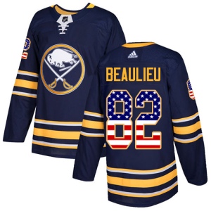 Men's Nathan Beaulieu Buffalo Sabres Authentic USA Flag Fashion Jersey - Navy Blue