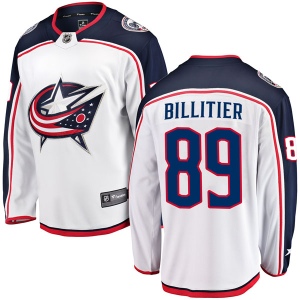 Men's Nathan Billitier Columbus Blue Jackets Breakaway Away Jersey - White