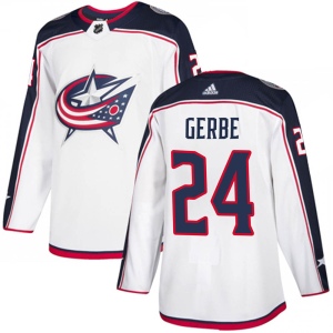 Men's Nathan Gerbe Columbus Blue Jackets Authentic Away Jersey - White